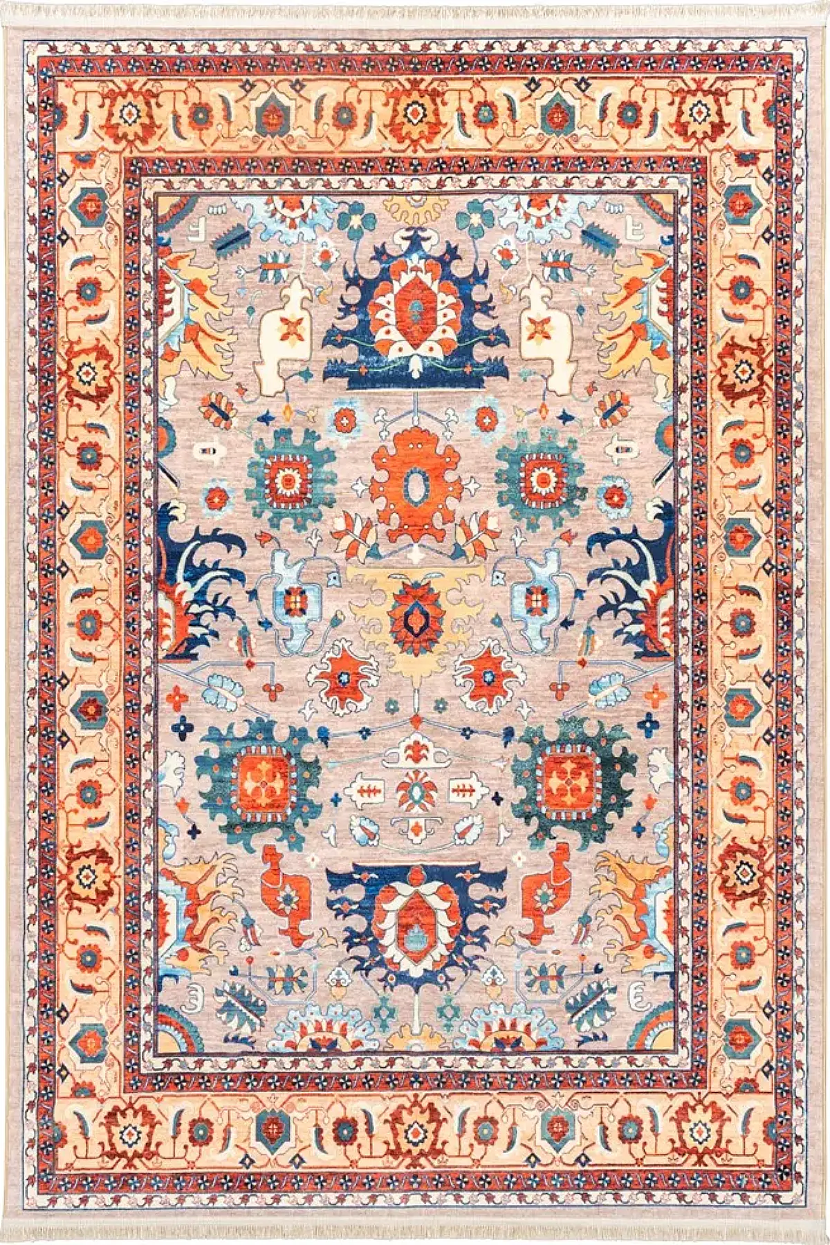 فرش محتشم 1000 شانه کلکسیون سنتی کد 25CS0260 زمینه طوسی (غیربرجسته)