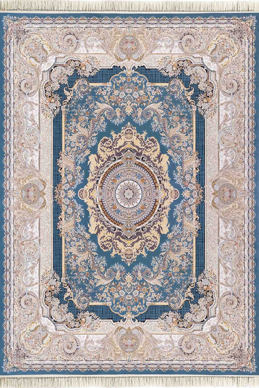 فرش داریوش 1500 شانه کلکسیون مینیاتور کد D1562 زمینه آبی (برجسته)