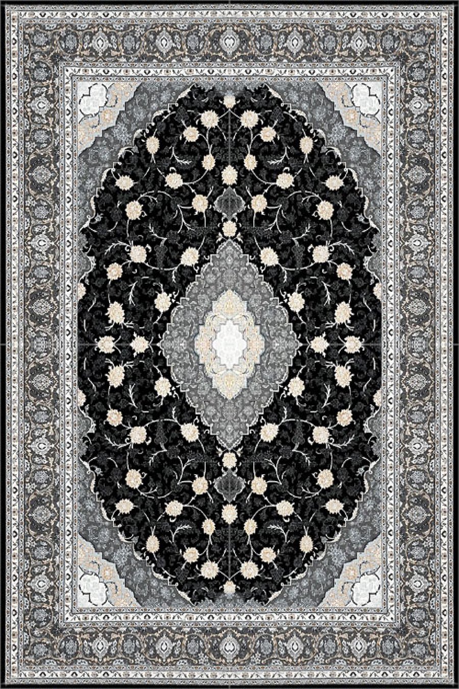 فرش ستاره پانیذ 700 شانه کد 1001 زمینه سورمه ای (غیربرجسته)