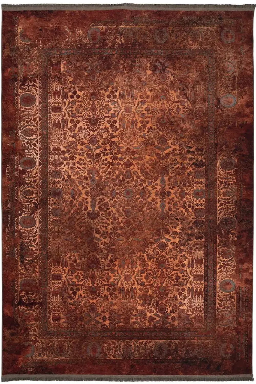 فرش محتشم کهنه نما 1200 شانه کد 300622 تمام رنگ (غیربرجسته)