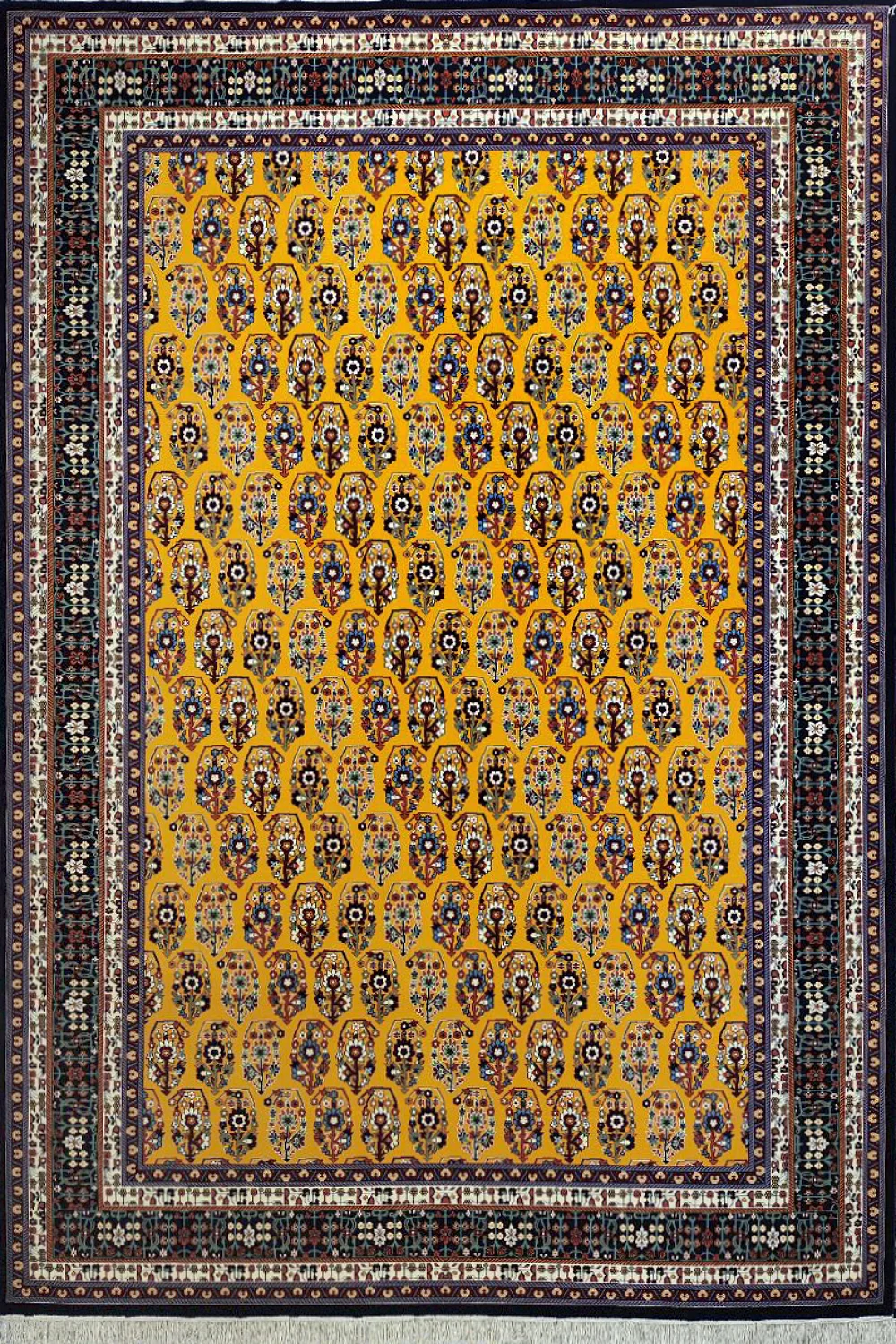 فرش ستاره کویر یزد 700 شانه کلکسیون شاهکار نوین کد YN زمینه طلایی (غیربرجسته)