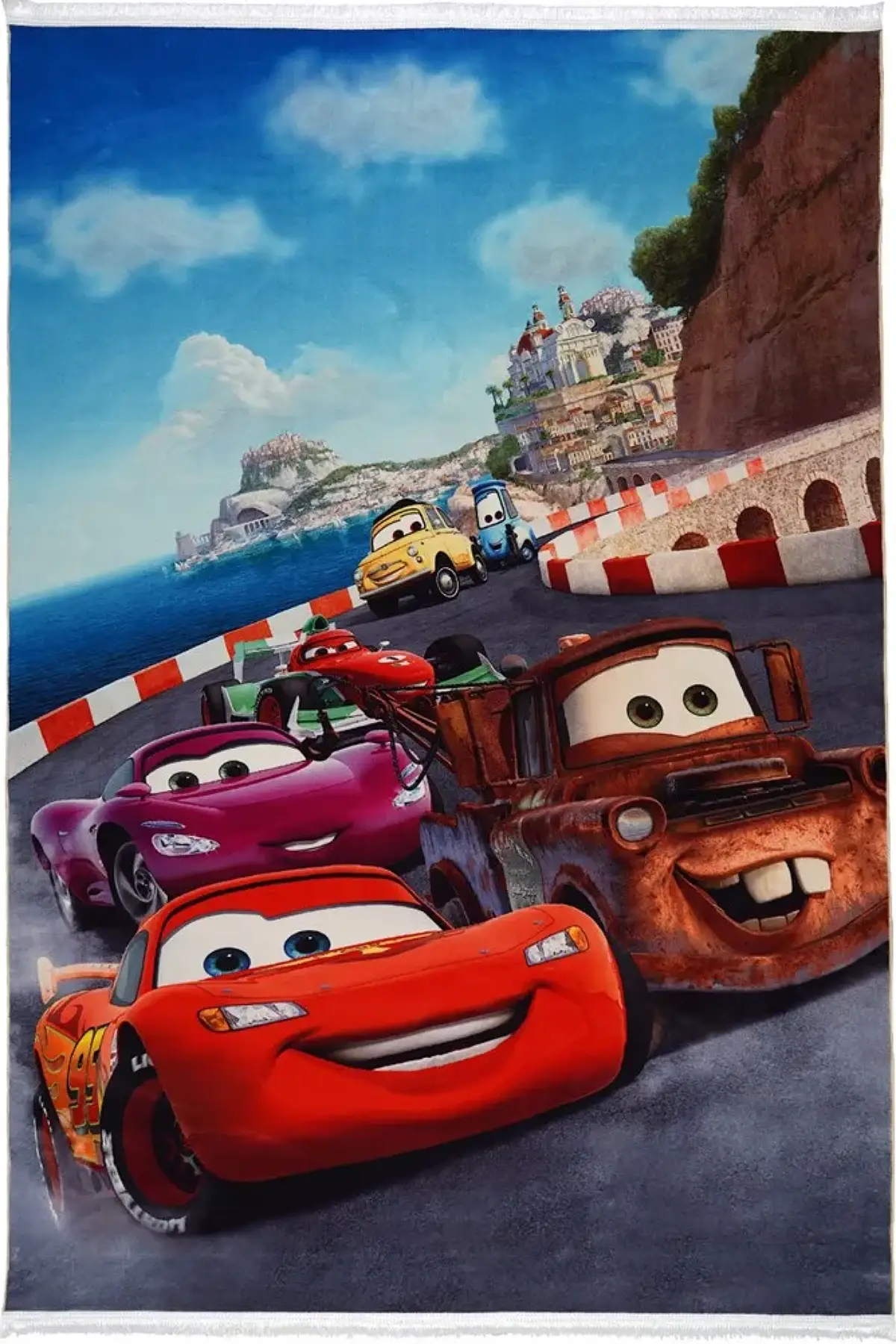 فرش محتشم اتاق کودک طرح شهر ماشین ها کد 101221 زمینه تمام رنگ (غیربرجسته)