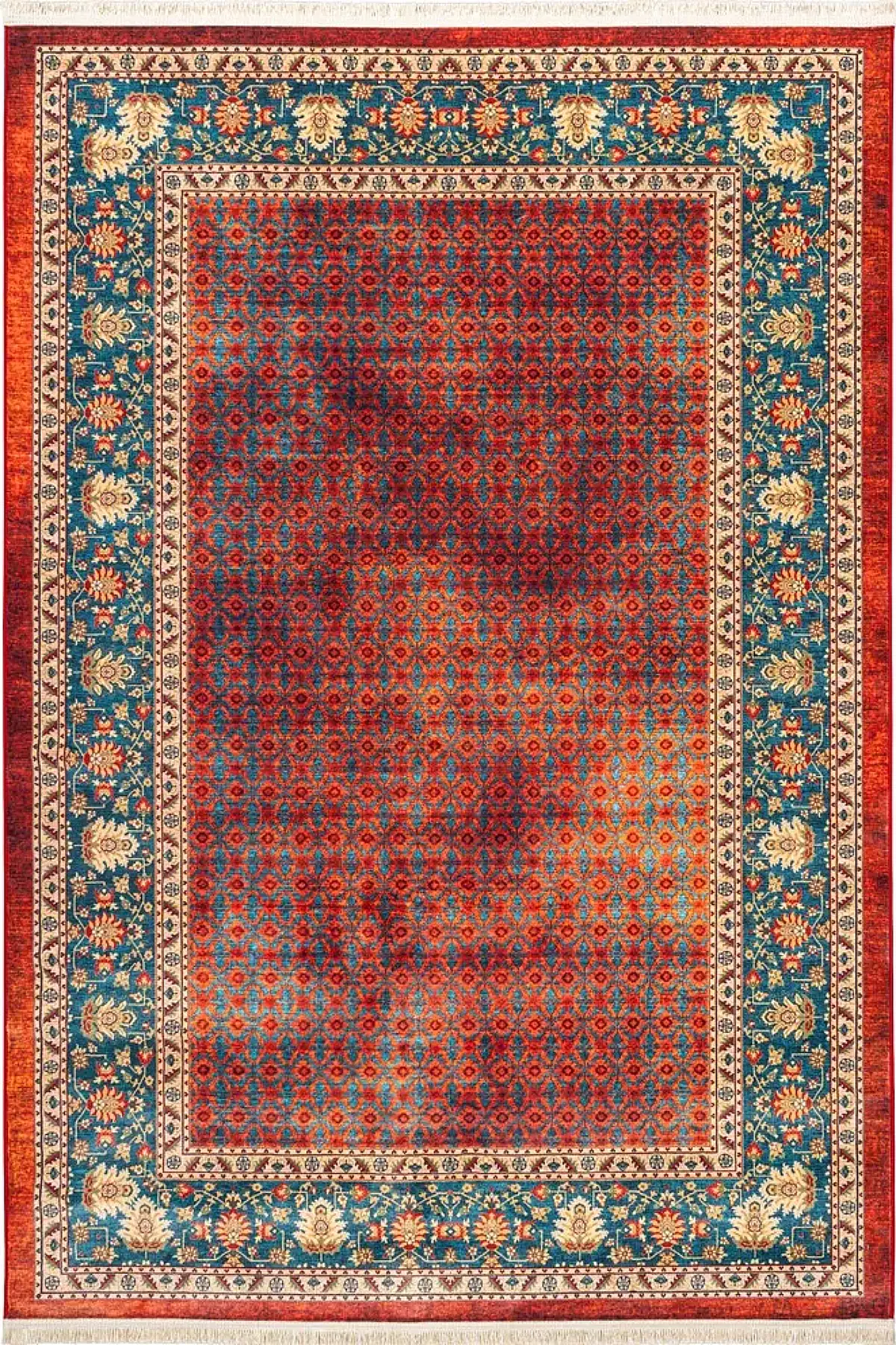 فرش محتشم 1000 شانه کلکسیون سنتی کد 25CS0150 زمینه قرمز (غیربرجسته)