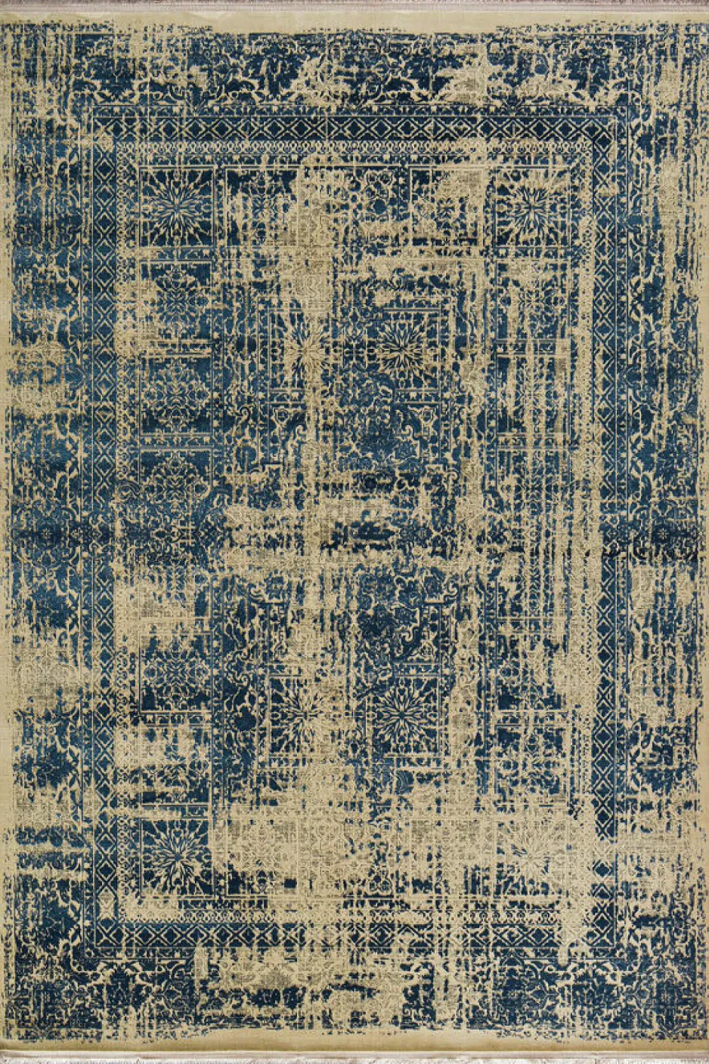 فرش مهدیان 700 شانه کلکسیون دینارسو کد 70028 زمینه آبی-دودی (برجسته)