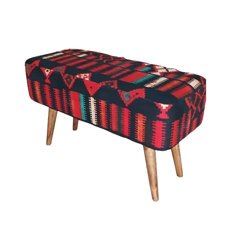 پاف نیمکت نشسته دو نفره پایه چوبی مدل سنتی