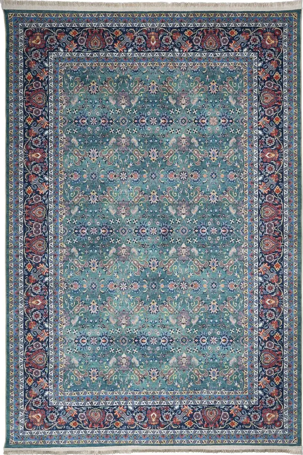 فرش محتشم 1000 شانه کلکسیون سنتی کد 100356 زمینه سبز (غیربرجسته)