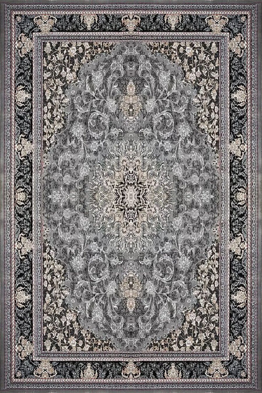 فرش کاشان 500 شانه طرح آیلین زمینه فیلی (غیربرجسته)