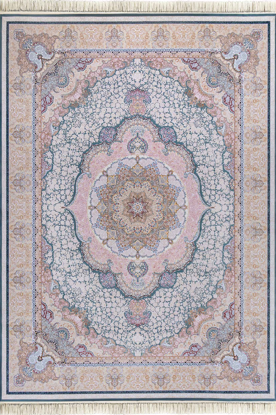 فرش داریوش 1500 شانه کلکسیون مینیاتور کد D1520 زمینه آبی (برجسته)