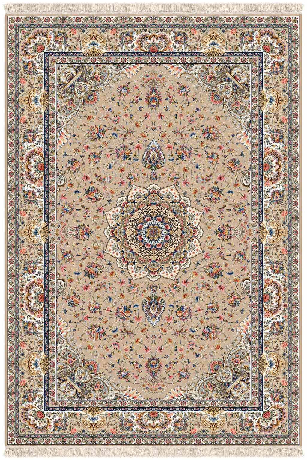 فرش ستاره کویر یزد 1000 شانه کلکسیون عالی قاپو کد HA51 زمینه 3012 (برجسته)