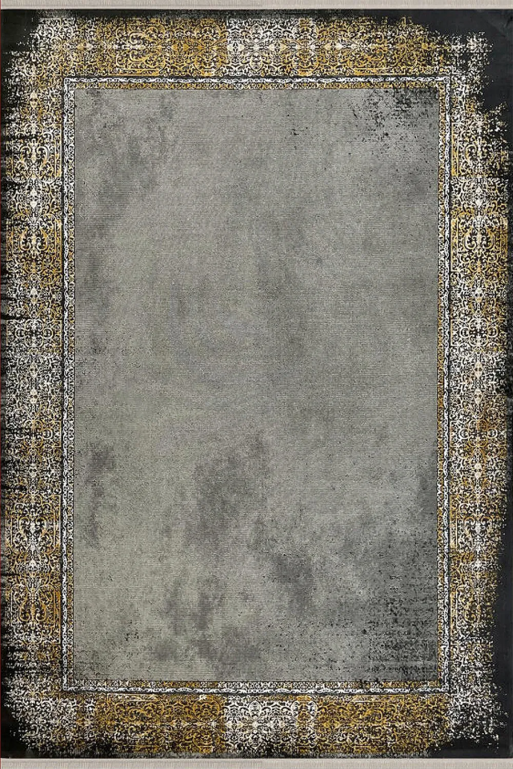 فرش مهدیان 700 شانه کلکسیون دینارسو کد 70036 زمینه ذغالی-طلایی (برجسته)