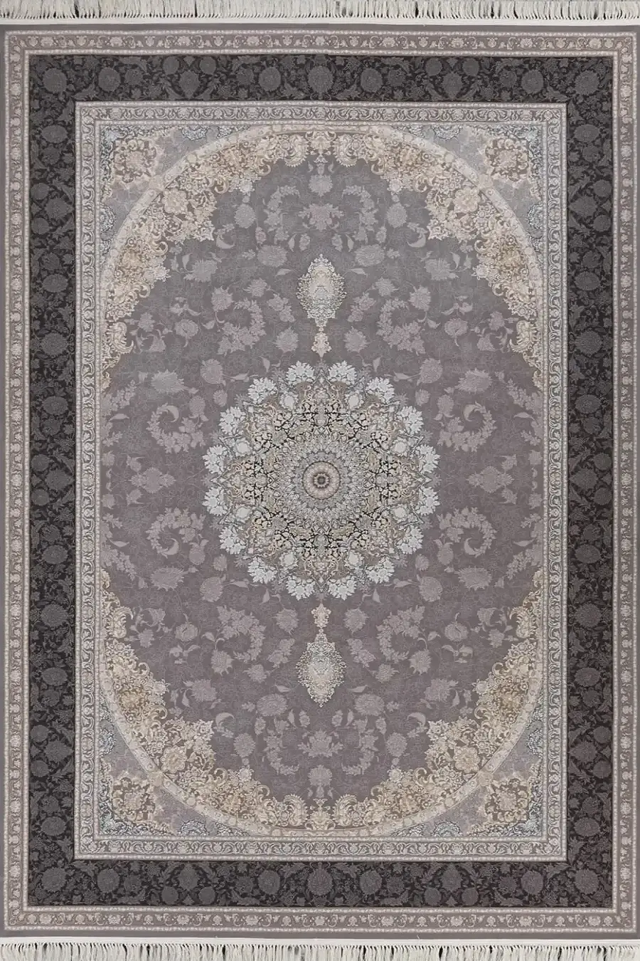 فرش بهشتی تبریز 700 شانه کلکسیون پارمیس کد 3310 زمینه نقره ای (برجسته)