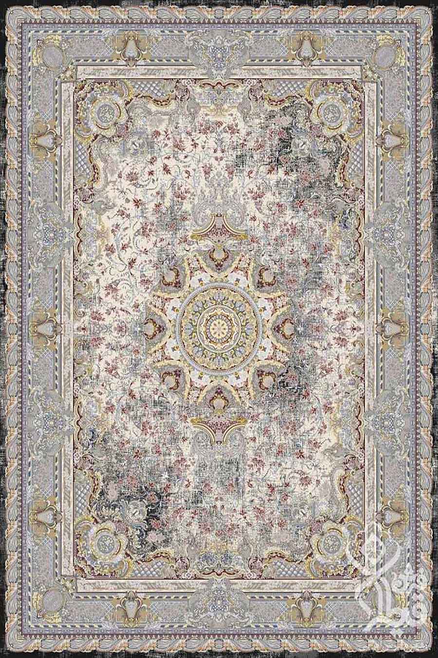 فرش قیطران 1200 شانه طرح پارادیز زمینه کرم | کلکسیون مروارید با تراکم 3600