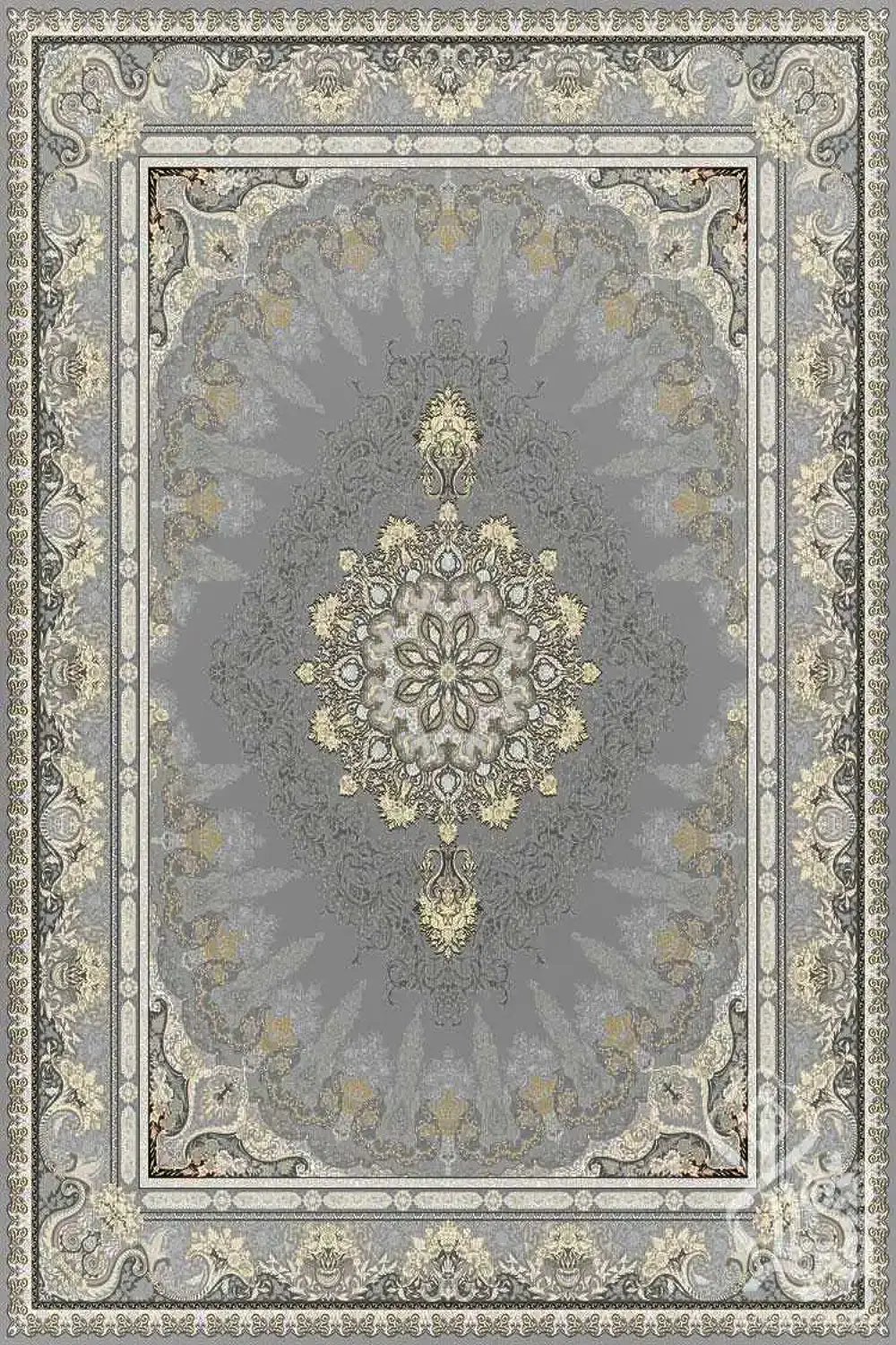 فرش قیطران 1500 شانه کلکسیون 1500 شانه طرح پرسین زمینه فیلی (برجسته)