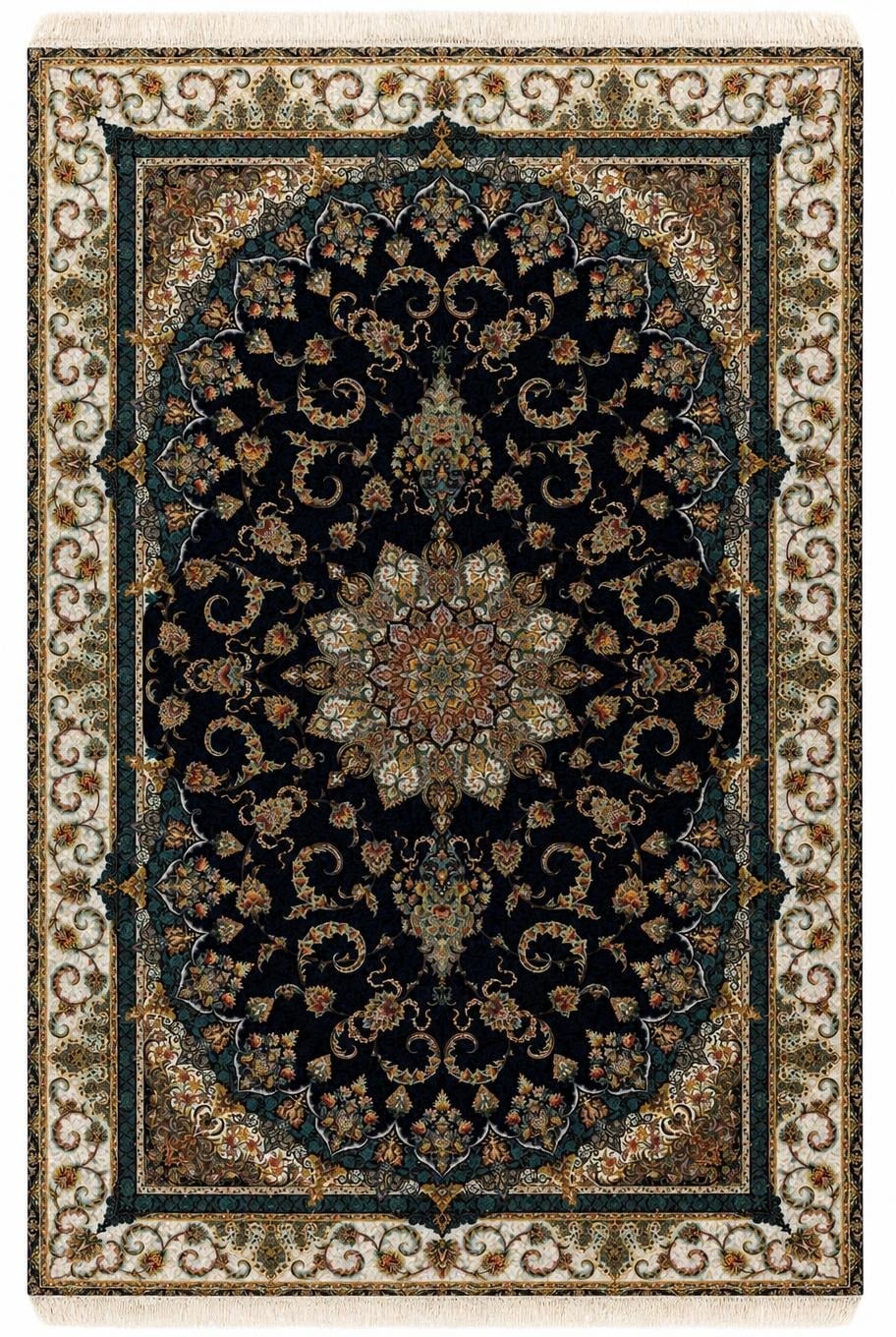 فرش ۱۵۰۰ شانه برجسته ستاره کویر یزد طرح ستارگان کد TX500 زمینه ۱۰۹۳