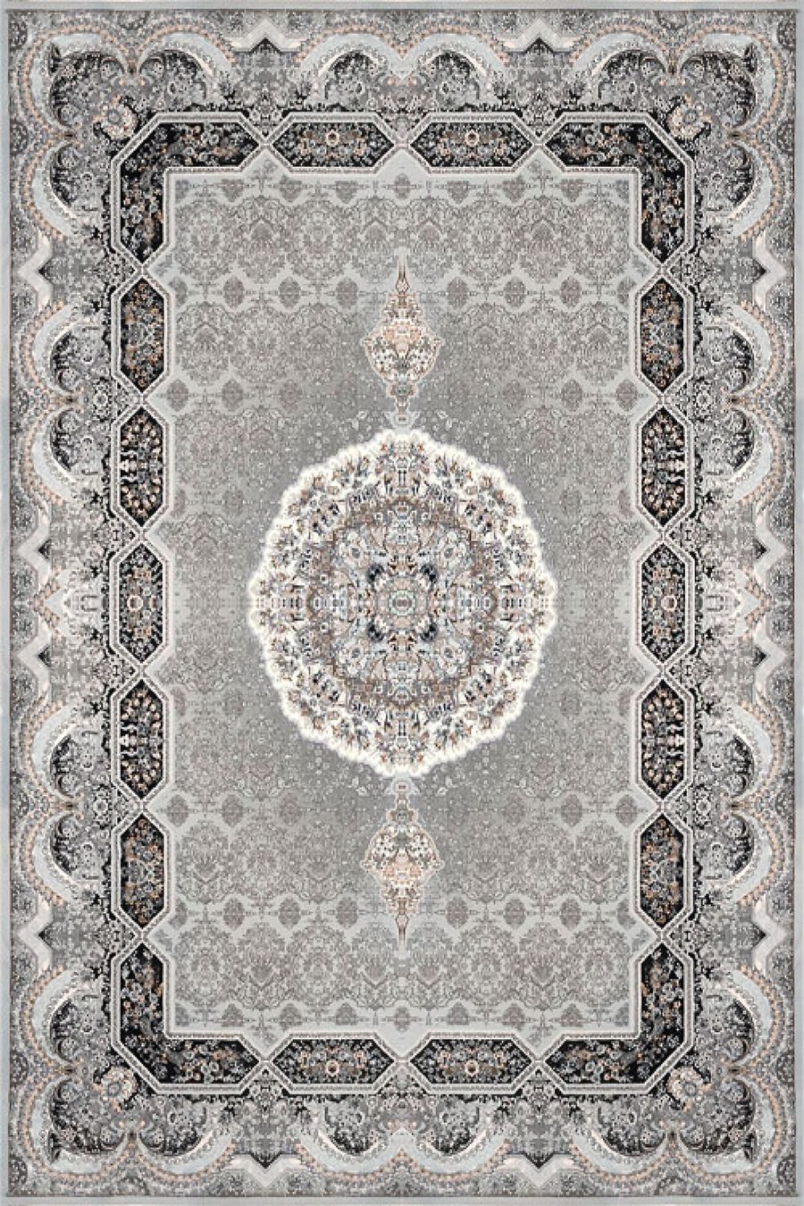 فرش ستاره پانیذ 700 شانه طرح هالیدی زمینه نقره ای (غیربرجسته)