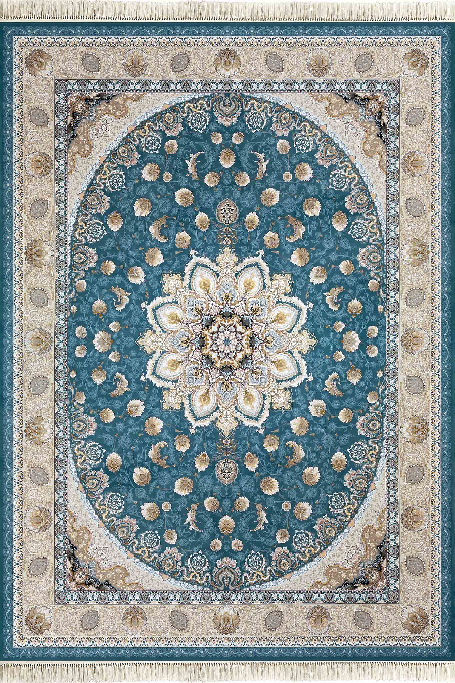 فرش داریوش 1500 شانه کلکسیون مینیاتور کد D1556 زمینه آبی (برجسته)