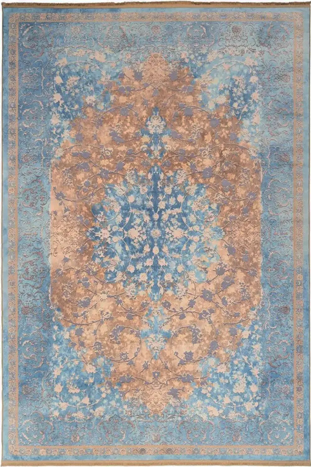 فرش محتشم کهنه نما 1000 شانه کد 900448 زمینه آبی (غیربرجسته)