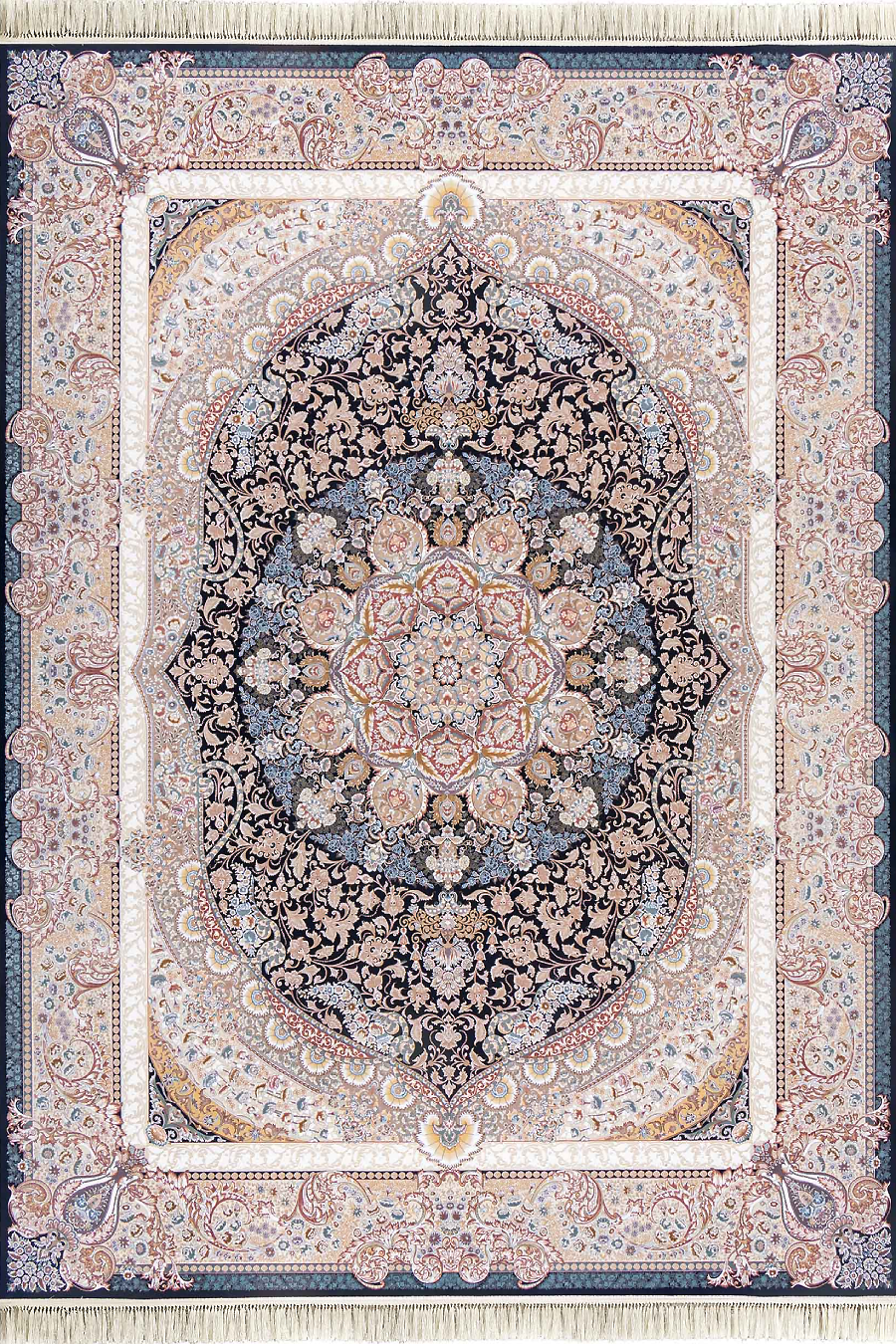 فرش داریوش 1500 شانه کلکسیون مینیاتور کد D1516 زمینه سورمه ای (برجسته)