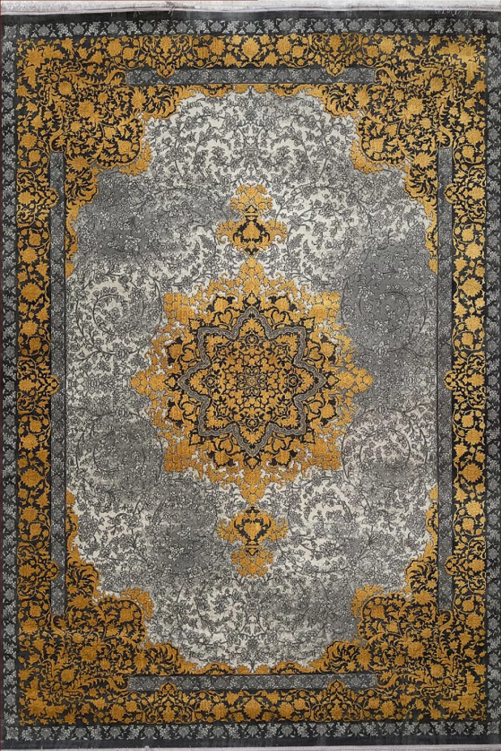 فرش مهدیان 700 شانه کلکسیون دینارسو کد 70052 زمینه طلایی (برجسته)