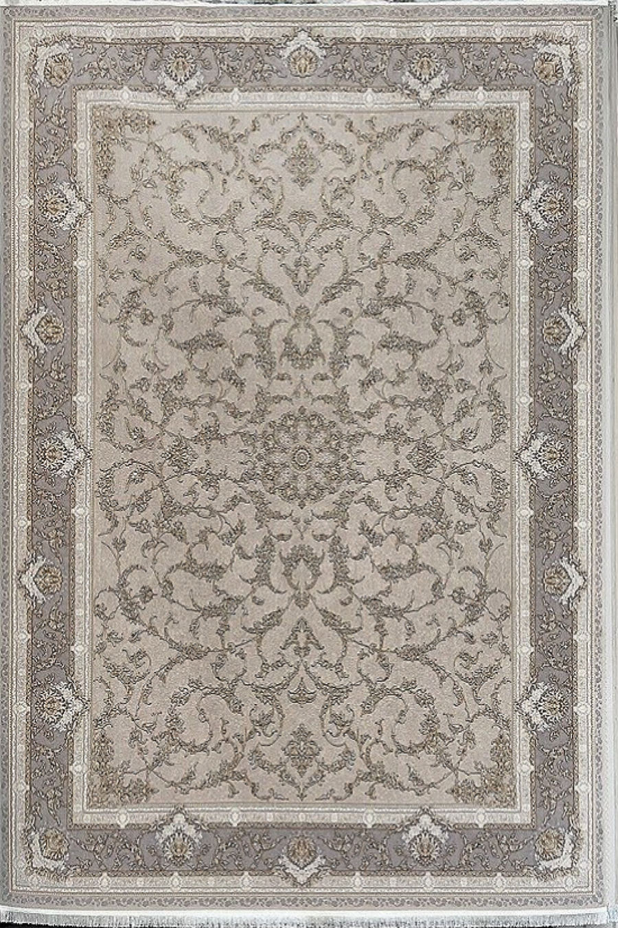 فرش باستان یزد 1200 شانه کد 10-10 زمینه نقره ای (برجسته)