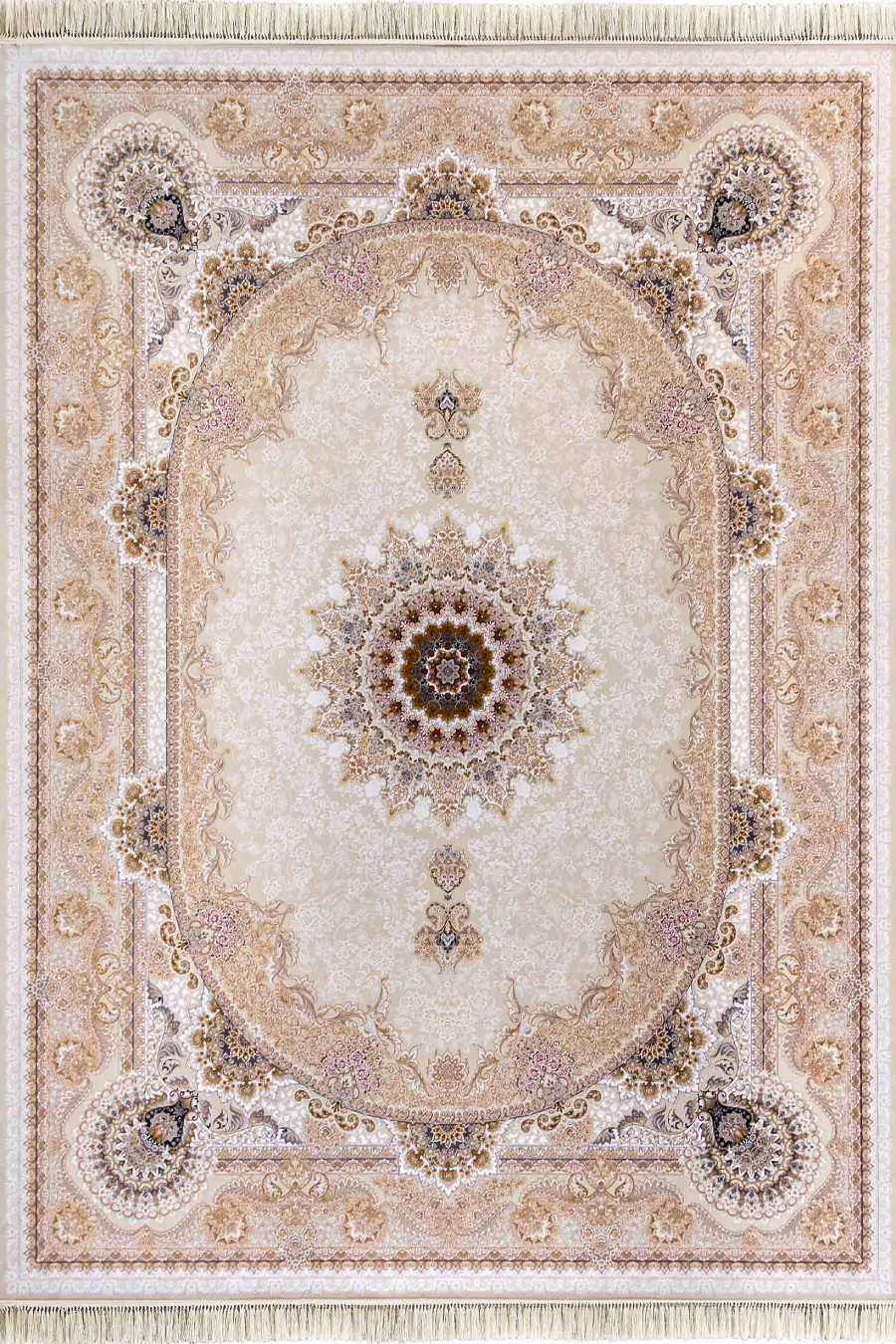 فرش داریوش 1500 شانه کلکسیون مینیاتور کد D1555 زمینه کرم (برجسته)