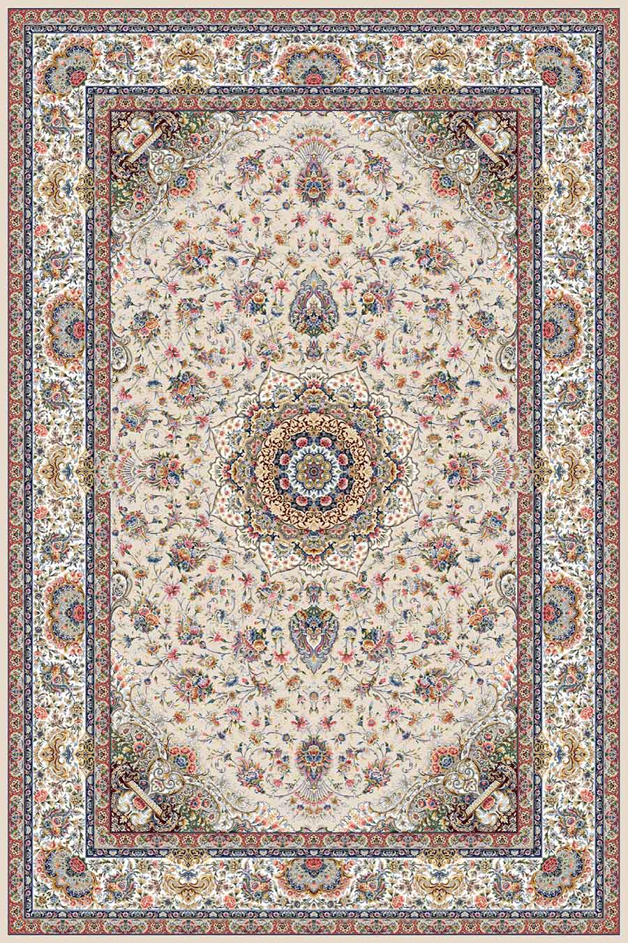 فرش ستاره کویر یزد 1000 شانه کلکسیون عالی قاپو کد HA51 زمینه 3020 (برجسته)