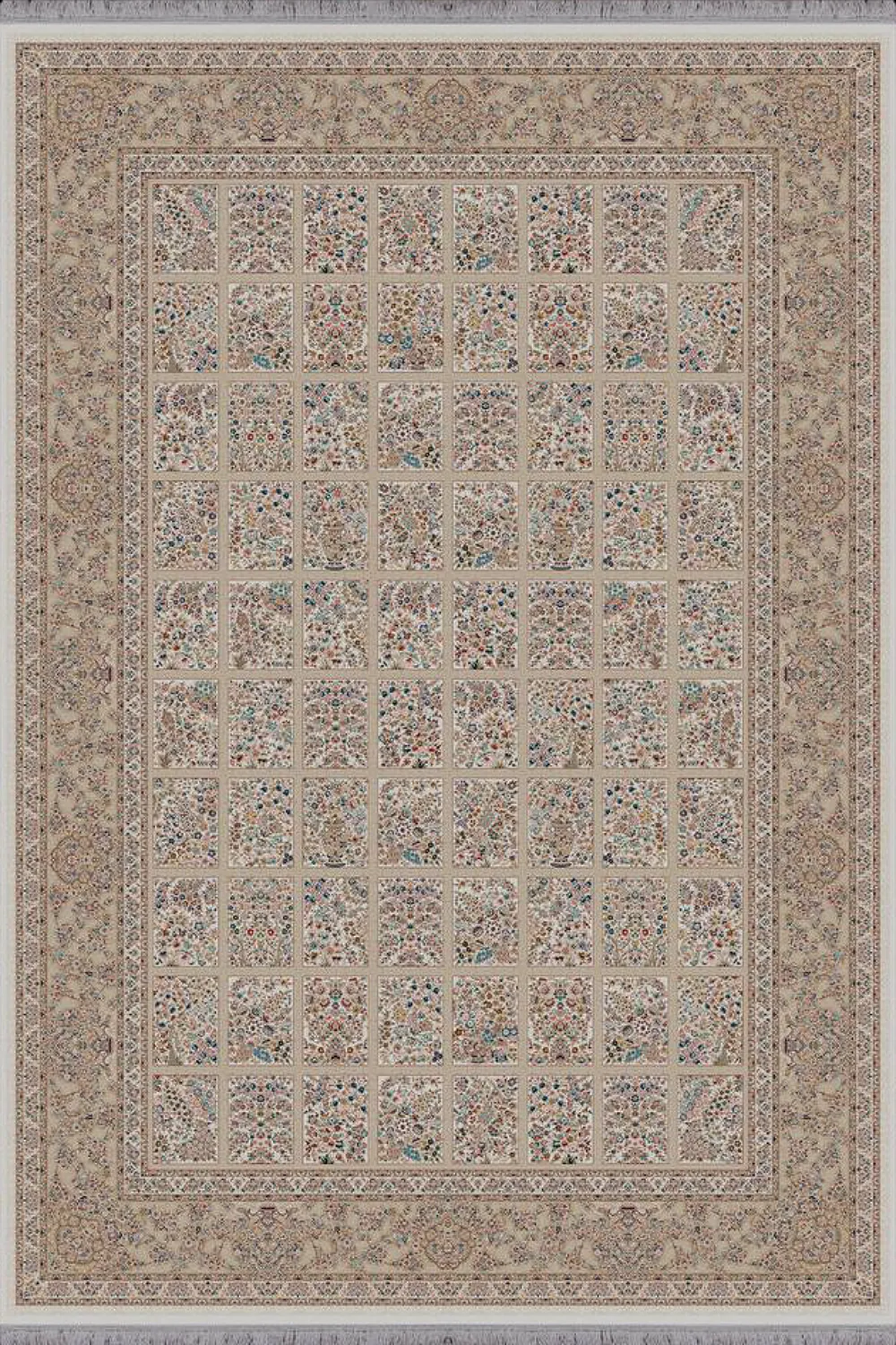 فرش آراد 1500 شانه کلکسیون کاسیان طرح خوشه زمینه کرم (برجسته)