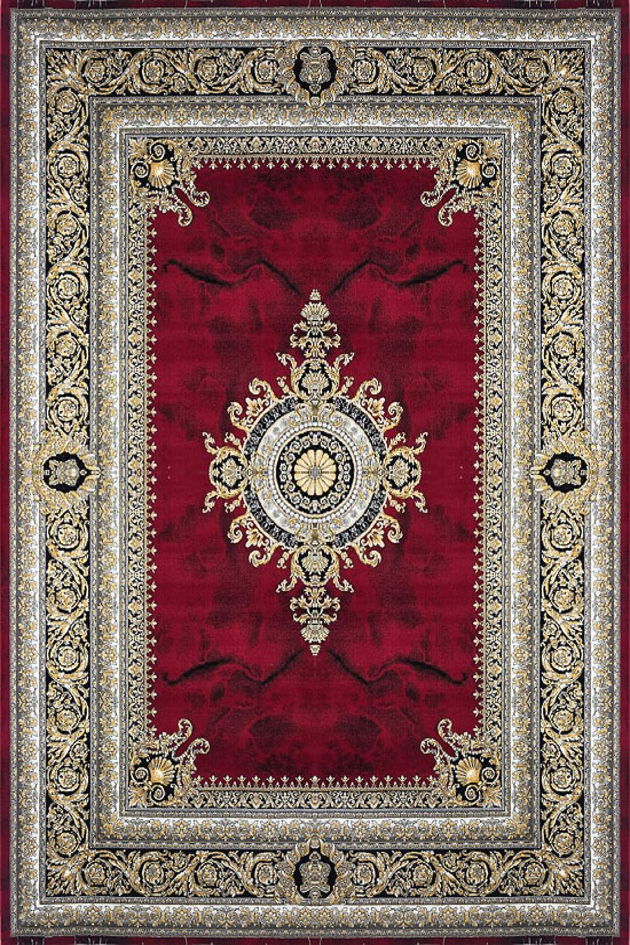 فرش ستاره پانیذ 700 شانه طرح ورساچه زمینه لاکی (غیربرجسته)