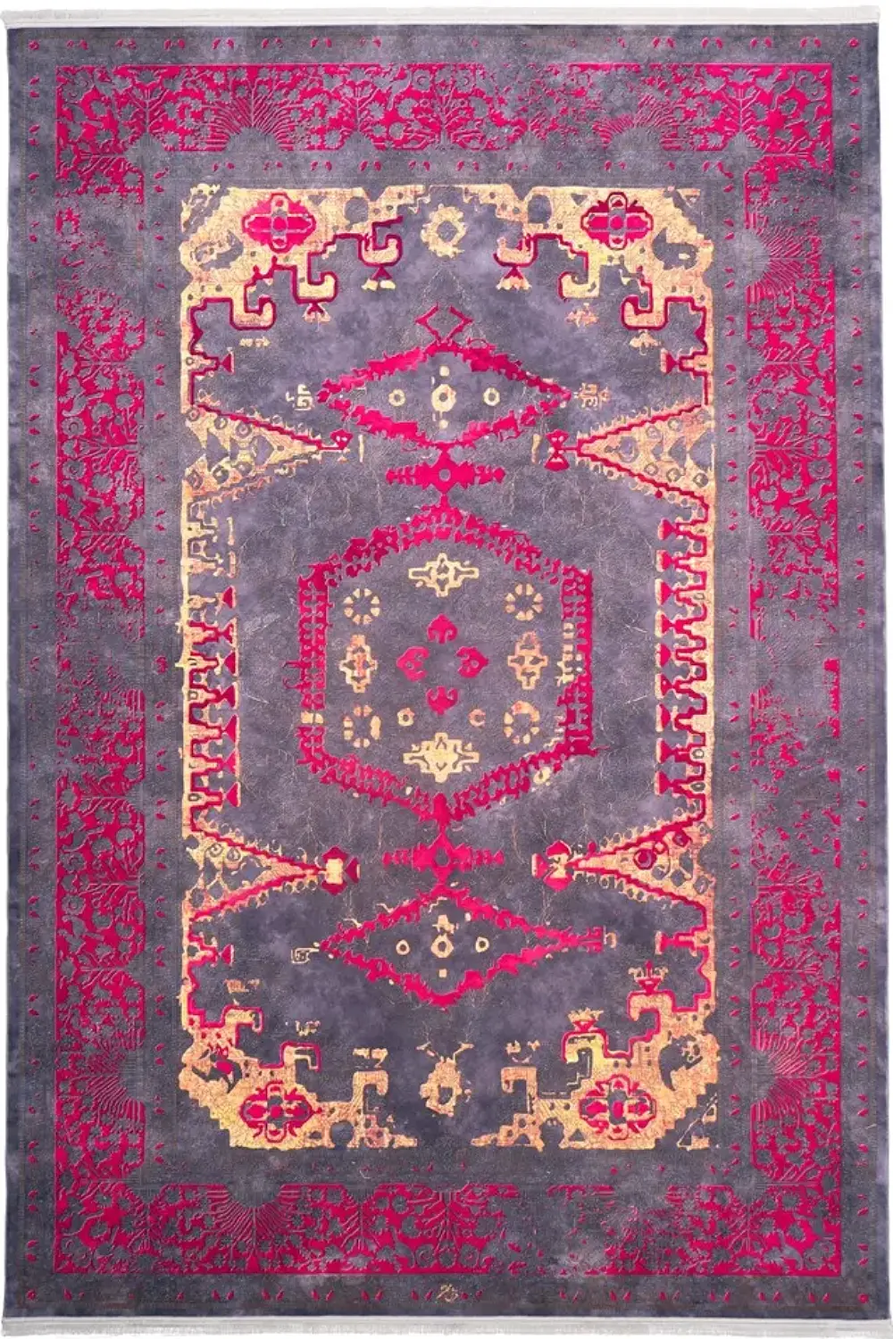 فرش محتشم کهنه نما 1200 شانه کد 300608 زمینه بنفش (غیربرجسته)