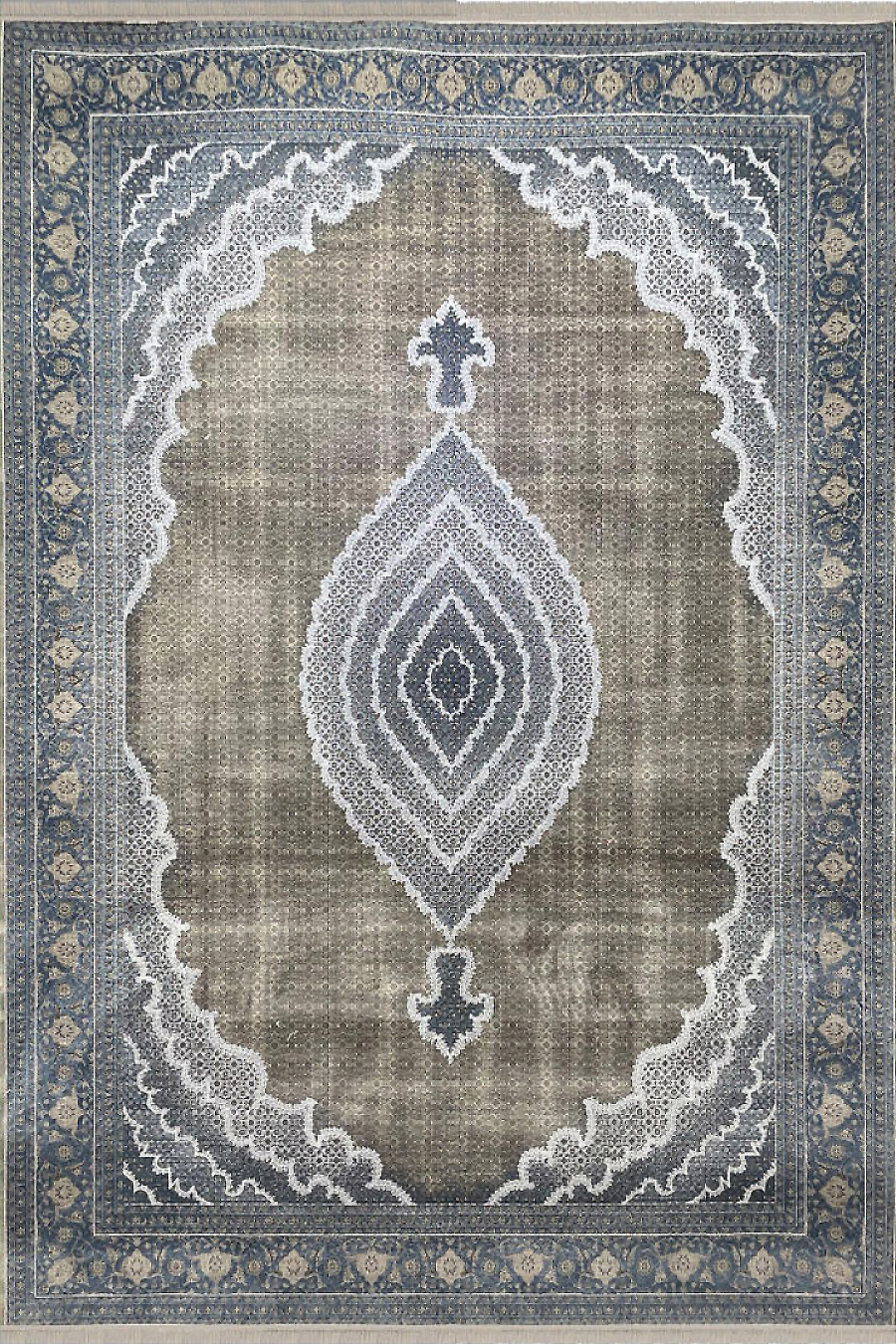 فرش مهدیان 700 شانه کلکسیون دینارسو کد 70007 زمینه دودی (برجسته)