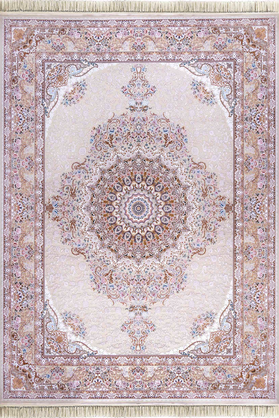 فرش داریوش 1500 شانه کلکسیون مینیاتور کد D1538 زمینه کرم (برجسته)