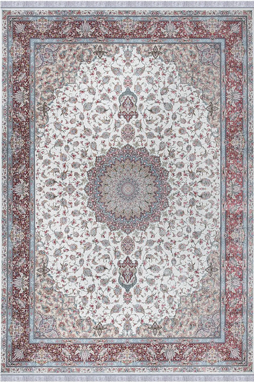 فرش مهدیان 1500 شانه کلکسیون والری کد 50211 زمینه کرم (برجسته)