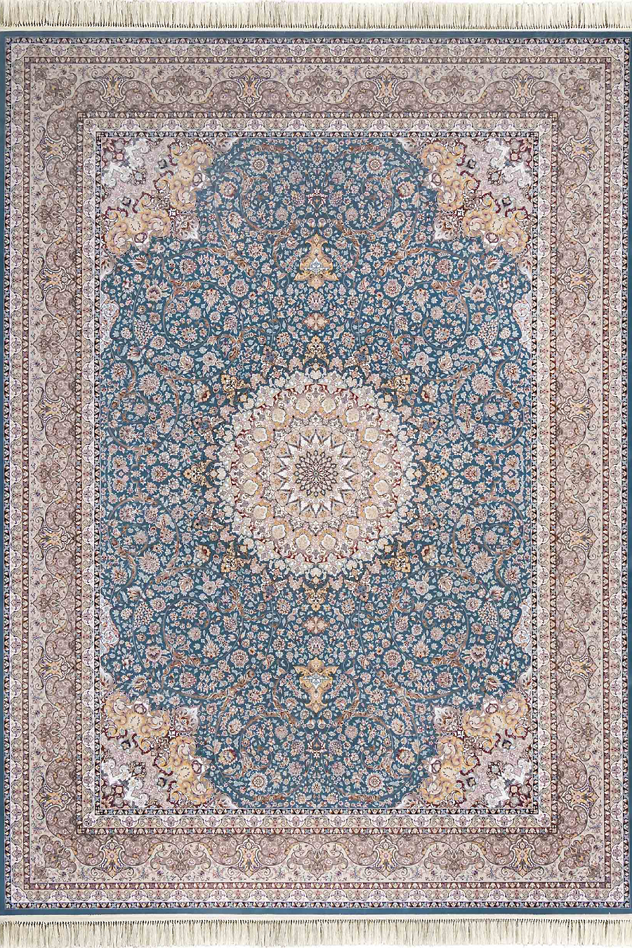 فرش داریوش 1500 شانه کلکسیون مینیاتور کد D1521 زمینه آبی (برجسته)