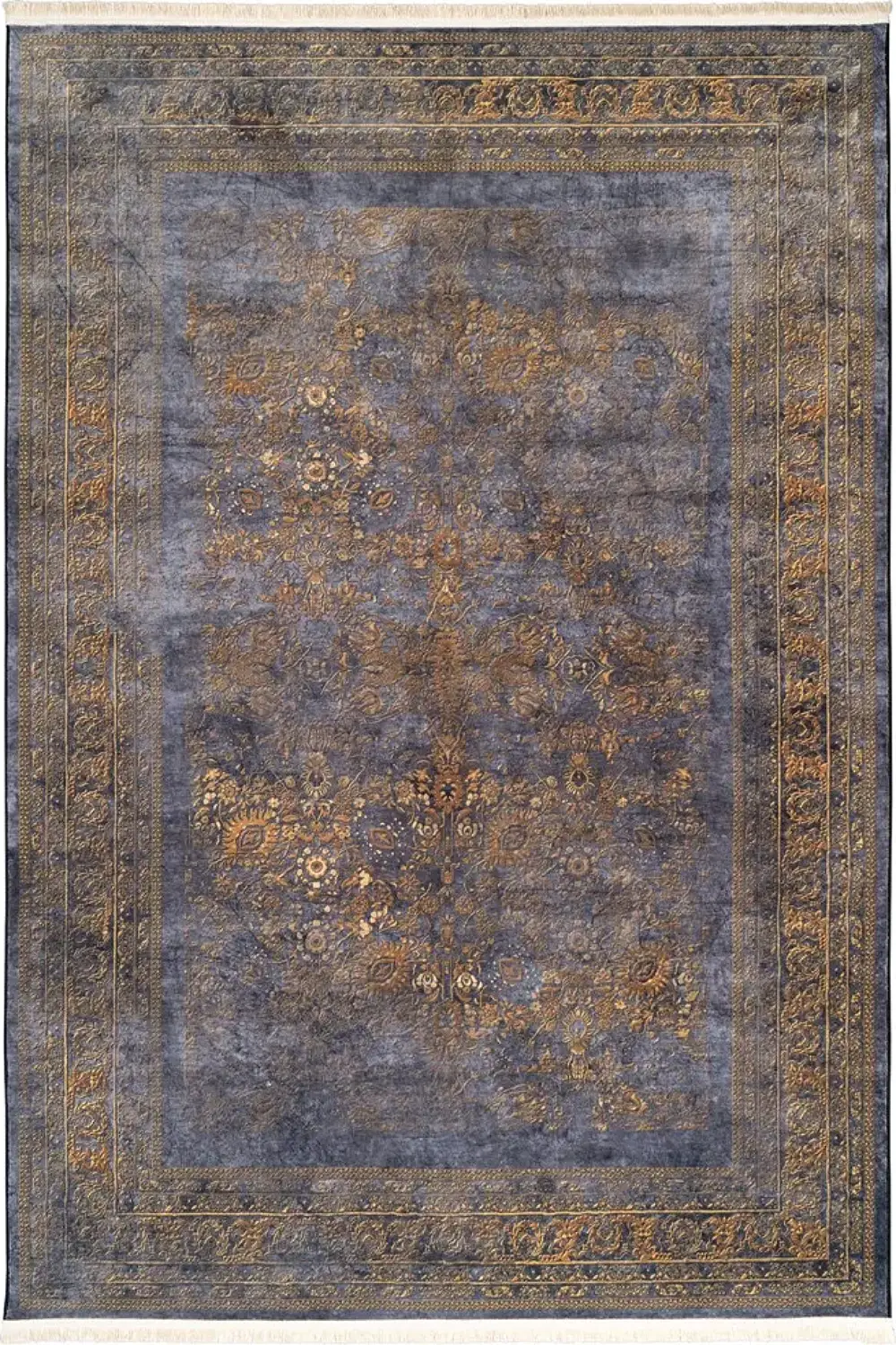 فرش محتشم کهنه نما 1000 شانه کد 900461 زمینه طوسی (غیربرجسته)