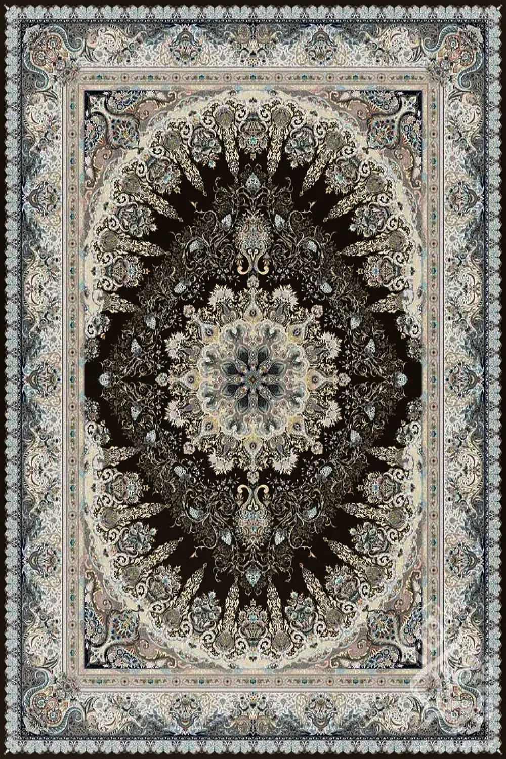 فرش قیطران 1500 شانه کلکسیون 1500 شانه طرح مخمل زمینه قهوه ای (برجسته)