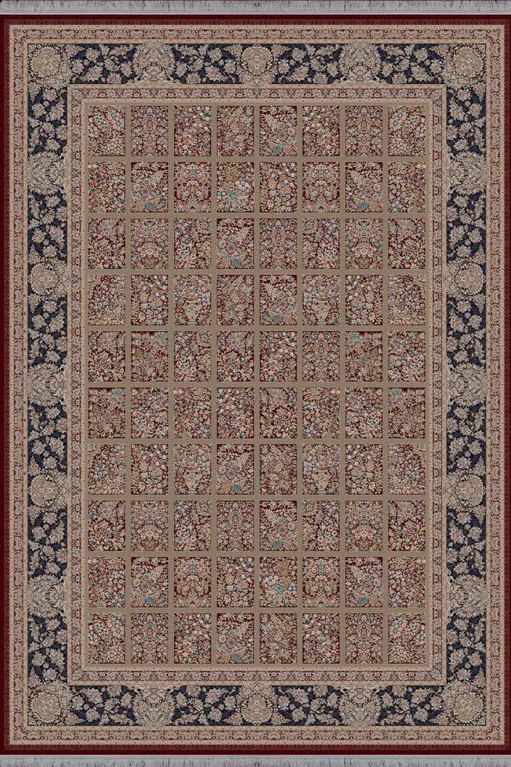 فرش آراد 1500 شانه کلکسیون کاسیان طرح خوشه زمینه لاکی (برجسته)