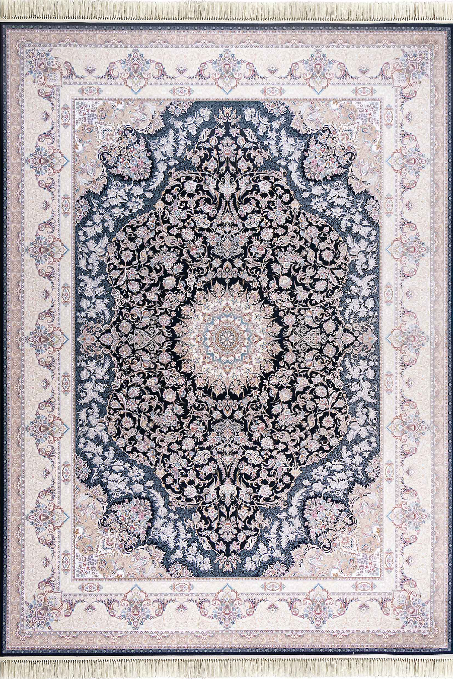 فرش داریوش 1500 شانه کلکسیون مینیاتور کد D1518 زمینه سورمه ای (برجسته)