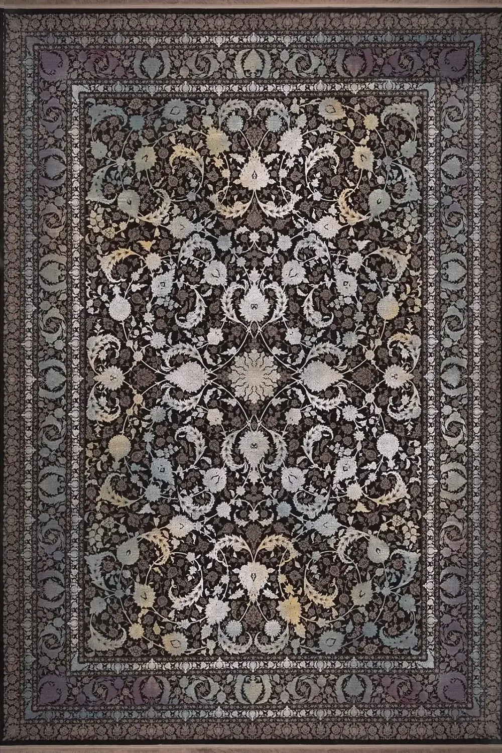 فرش بهشتی 1200 شانه کلکسیون لاوین کد 284 زمینه مشکی (برجسته)