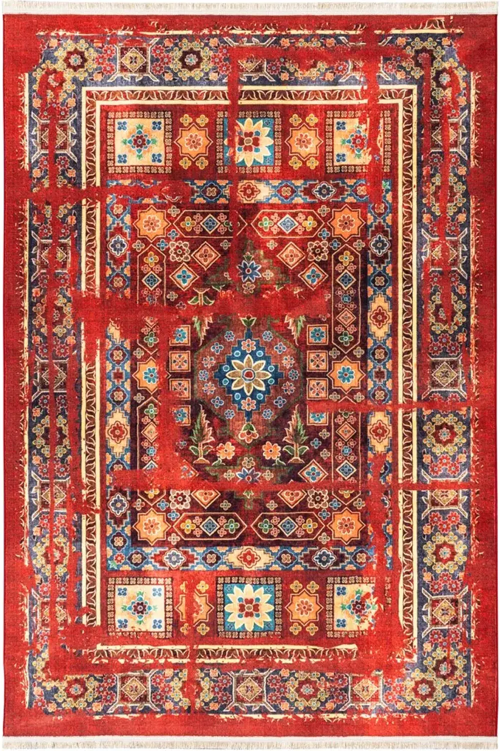 فرش محتشم 700 شانه کلکسیون سنتی کد 25TT0100 زمینه قرمز (غیربرجسته)