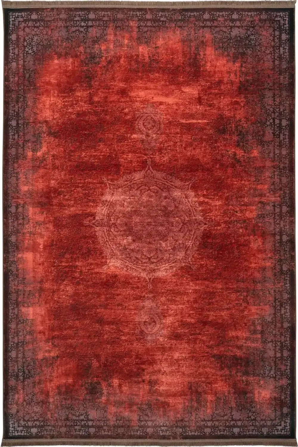 فرش محتشم کهنه نما 1200 شانه کد 300632 زمینه آجری (غیربرجسته)