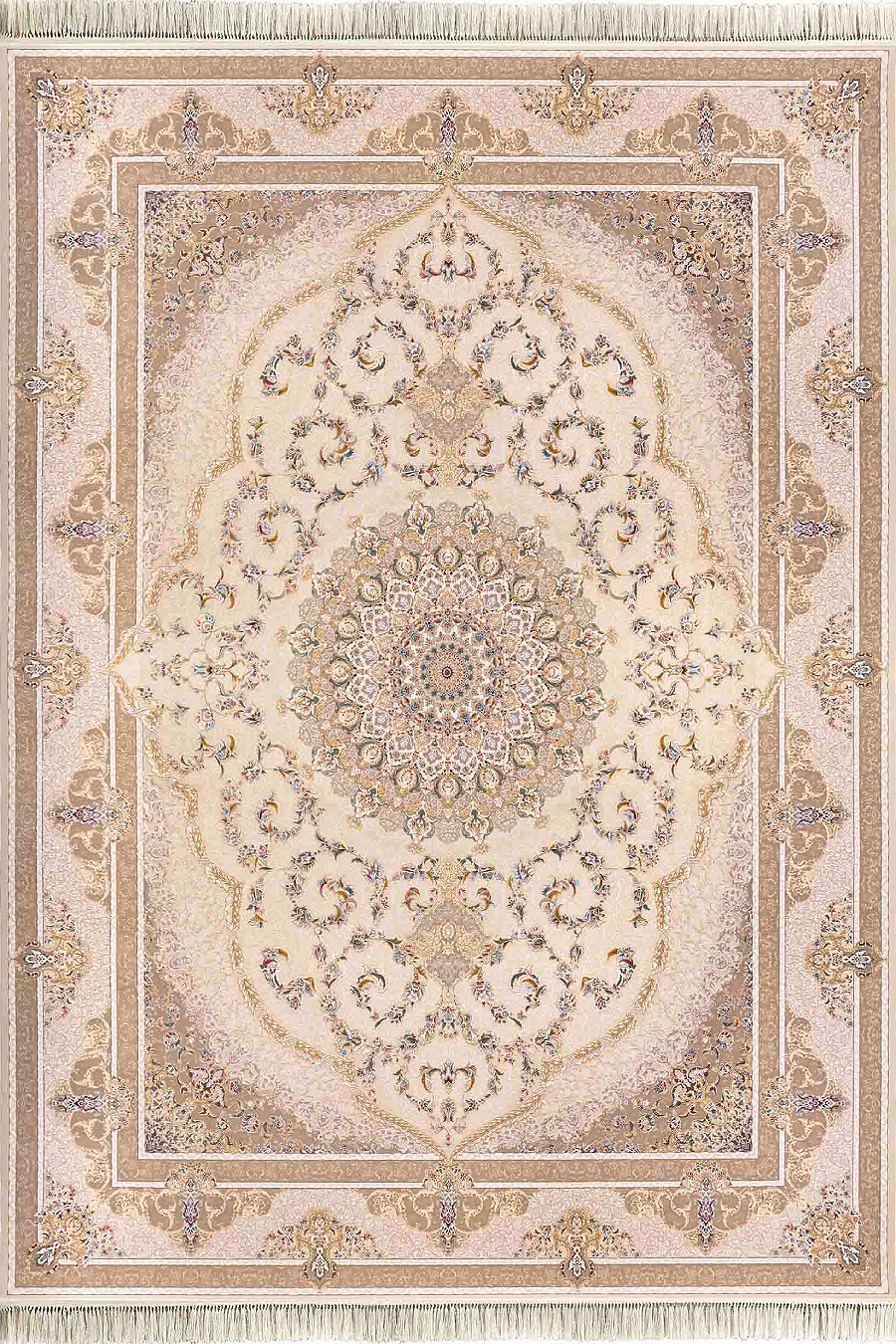 فرش داریوش 1500 شانه کلکسیون مینیاتور کد D1566 زمینه کرم (برجسته)