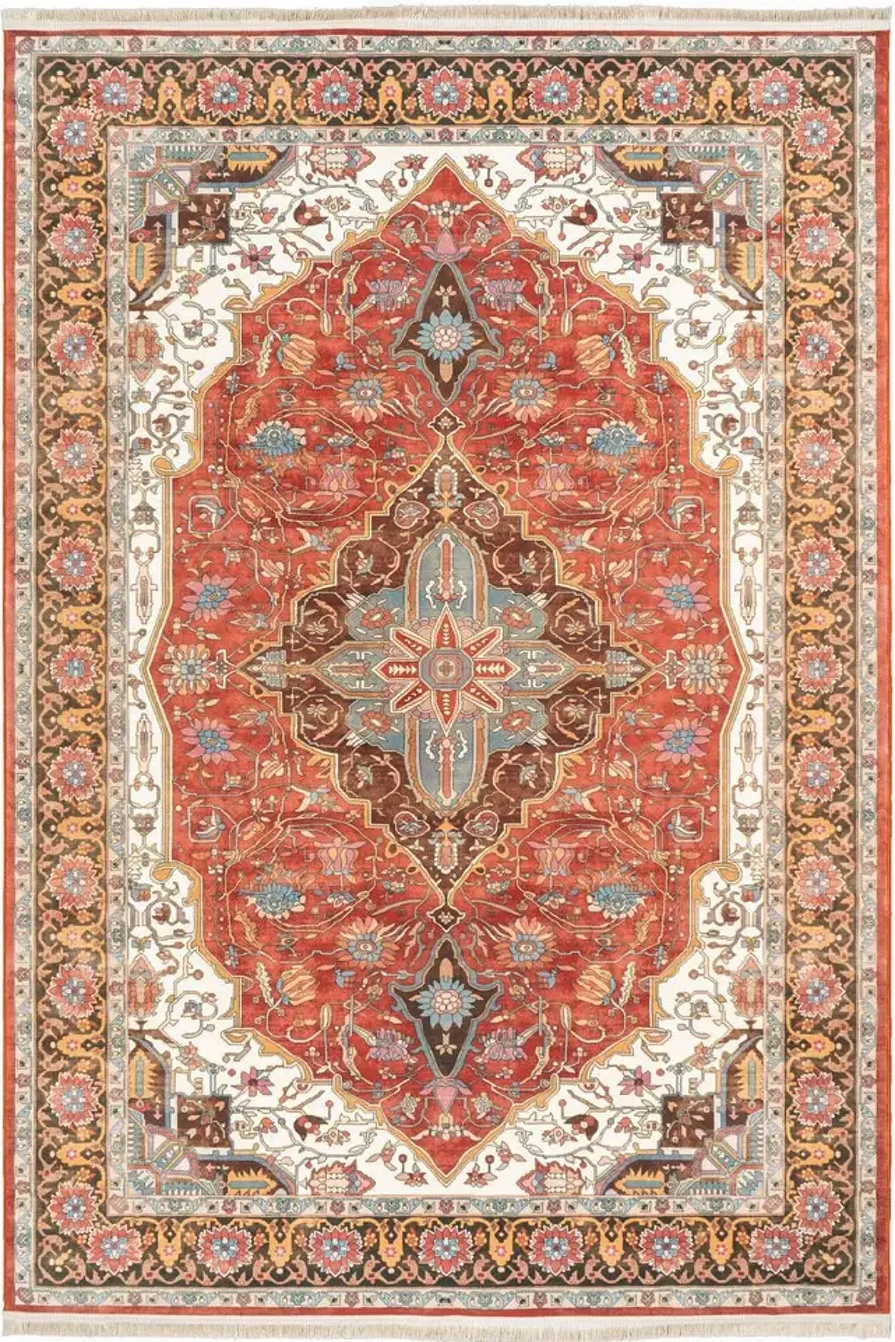 فرش محتشم 1000 شانه کلکسیون سنتی کد 100354 زمینه لاکی (غیربرجسته)