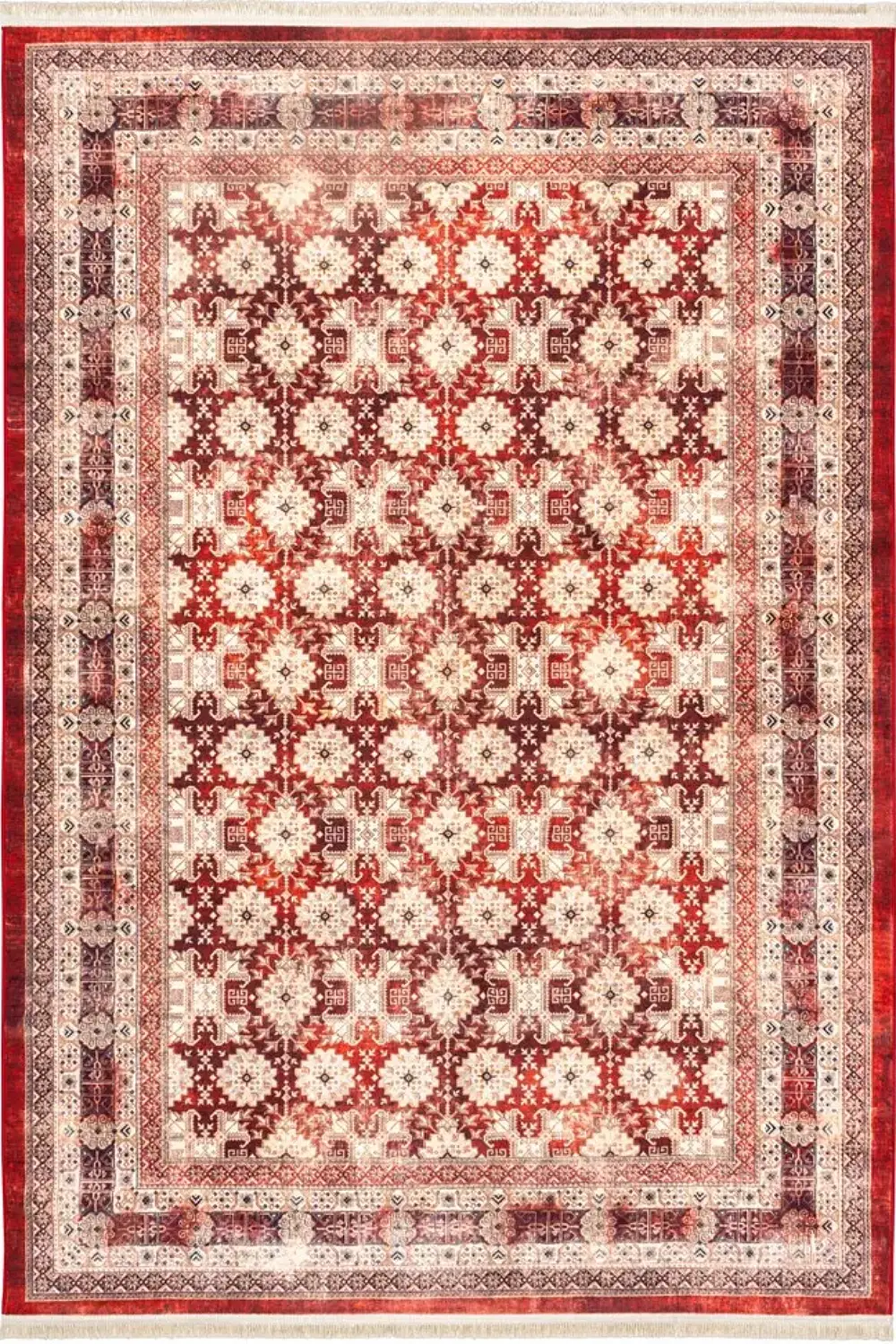 فرش محتشم 1000 شانه کلکسیون سنتی کد 25CS0240 زمینه عنابی (غیربرجسته)