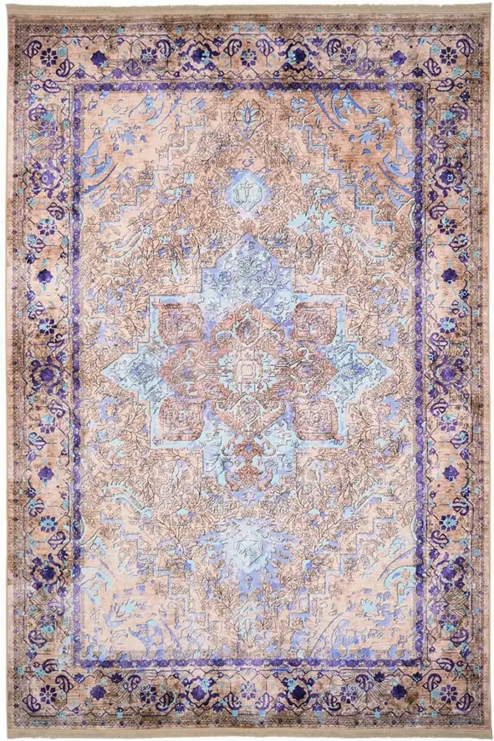 فرش محتشم کهنه نما 1200 شانه کد 300607 زمینه کرم (غیربرجسته)