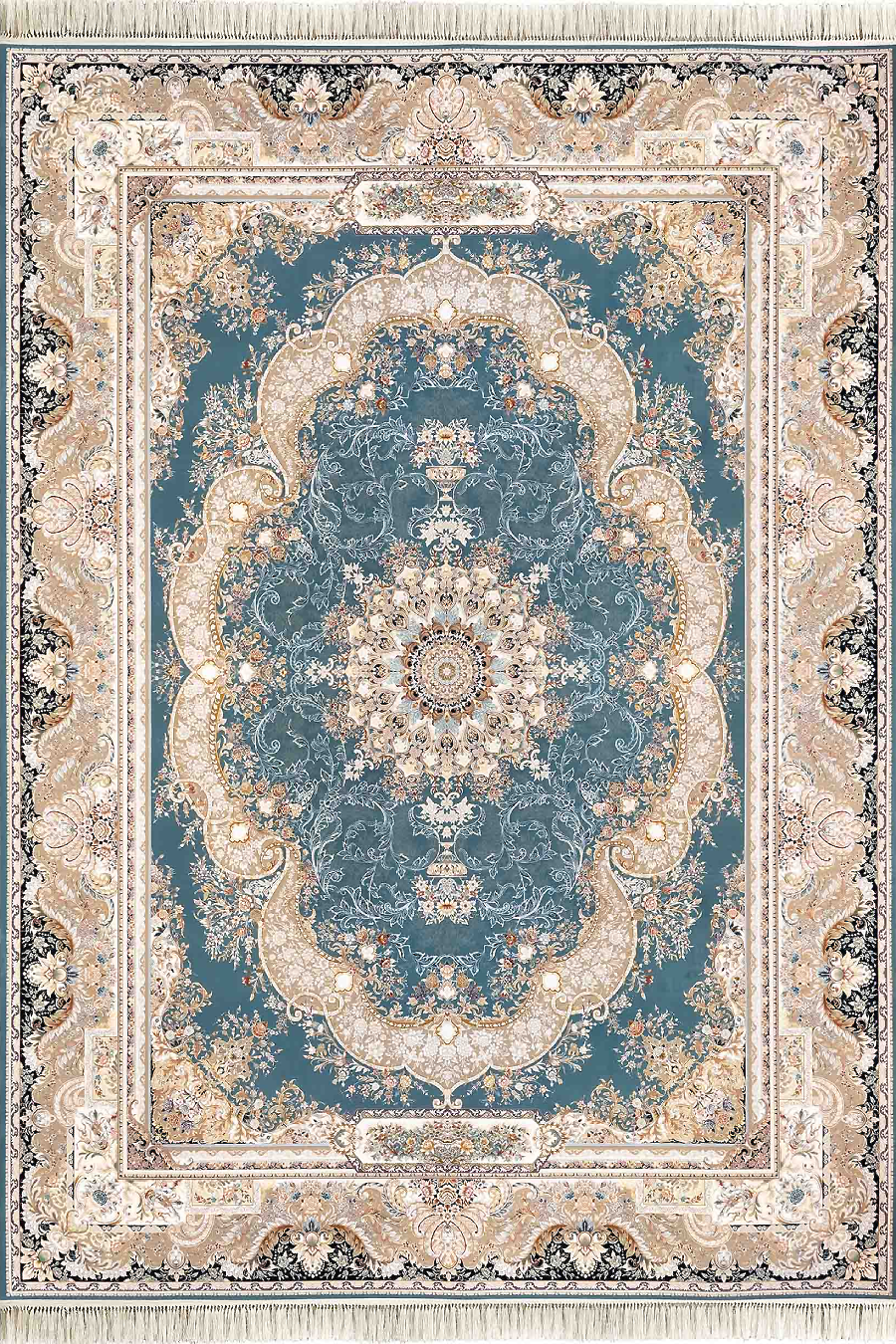 فرش داریوش 1500 شانه کلکسیون مینیاتور کد D1567 زمینه آبی (برجسته)