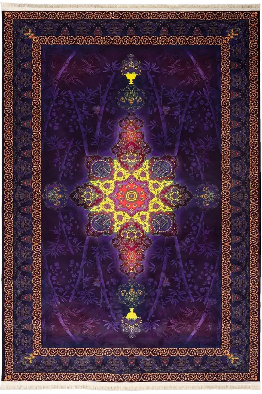 فرش محتشم 700 شانه مدرن کد 100427 زمینه بنفش (غیربرجسته)