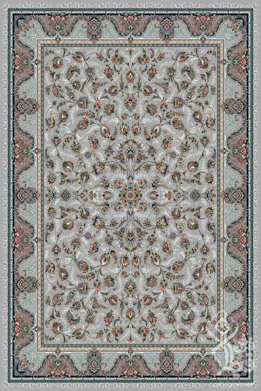 فرش قیطران 1200 شانه کلکسیون پارادایس طرح ایوا زمینه فیلی (برجسته)