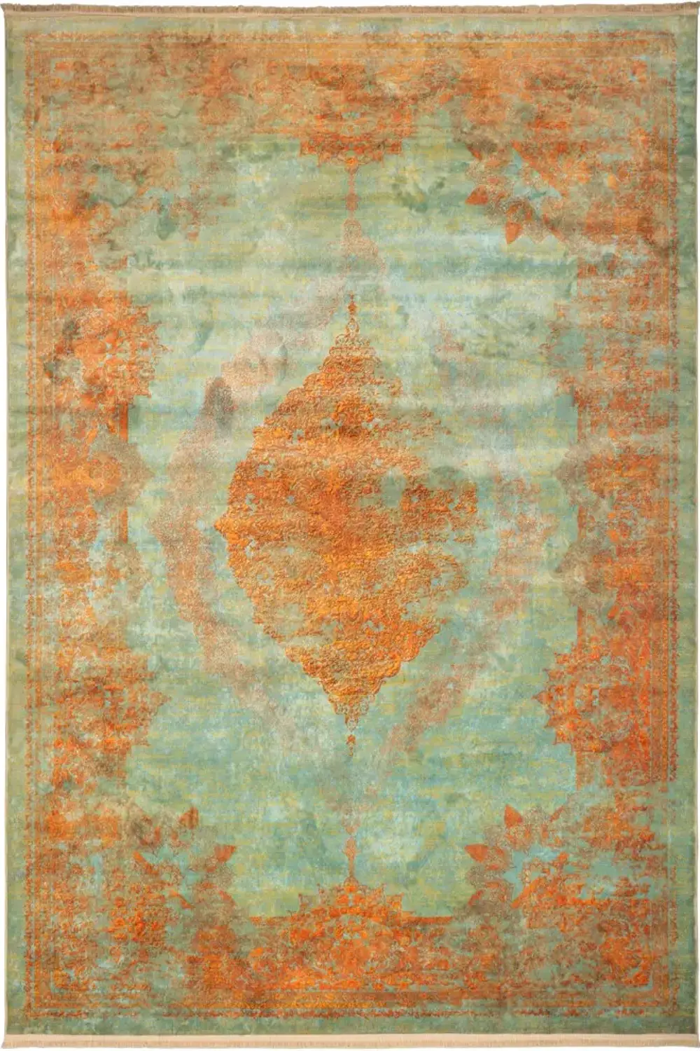 فرش محتشم کهنه نما 1000 شانه کد 900465 زمینه سبز (غیربرجسته)