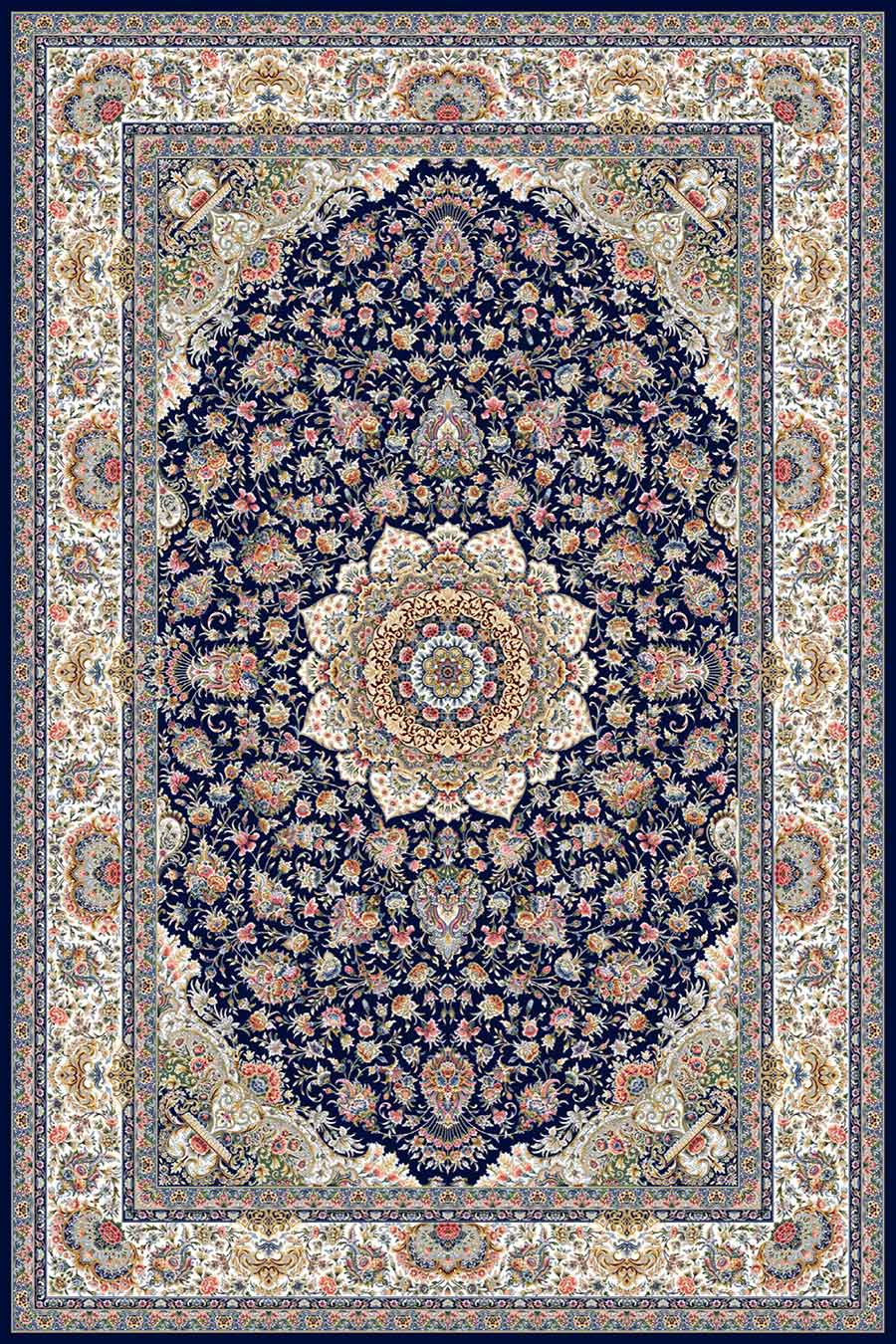 فرش ستاره کویر یزد 1000 شانه کلکسیون عالی قاپو کد HA51 زمینه 3090 (برجسته)