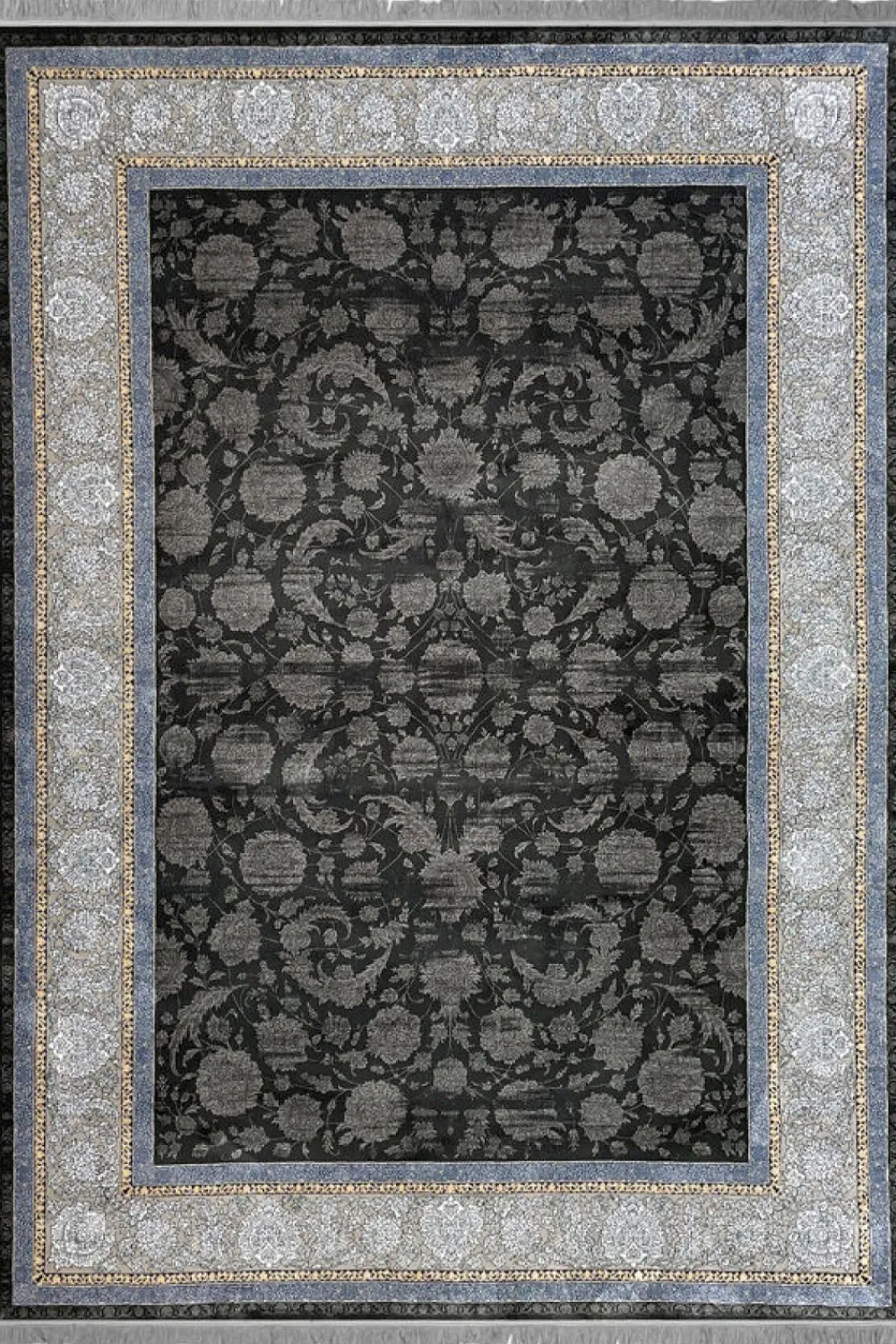 فرش مهدیان 700 شانه کلکسیون دینارسو کد 70017 زمینه ذغالی-دودی (برجسته)